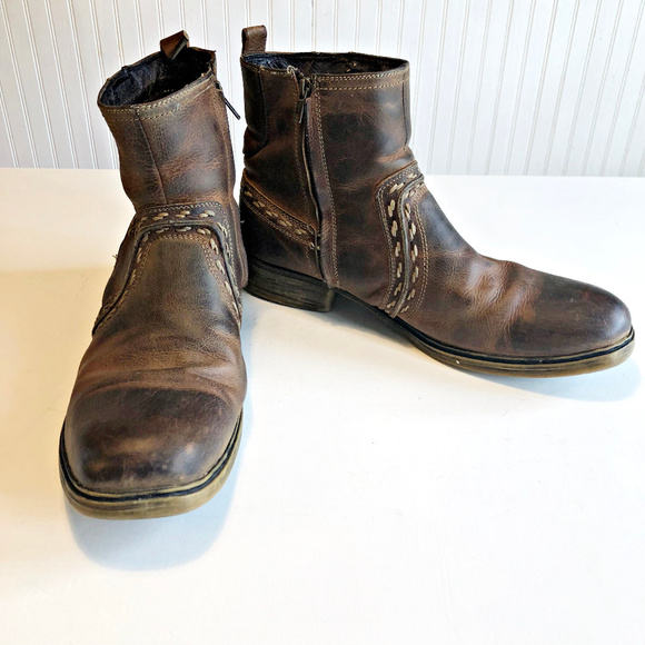 Bed Stu Other - Bed Stu Brown Leather Side Zip Ankle Boots SZ 14
